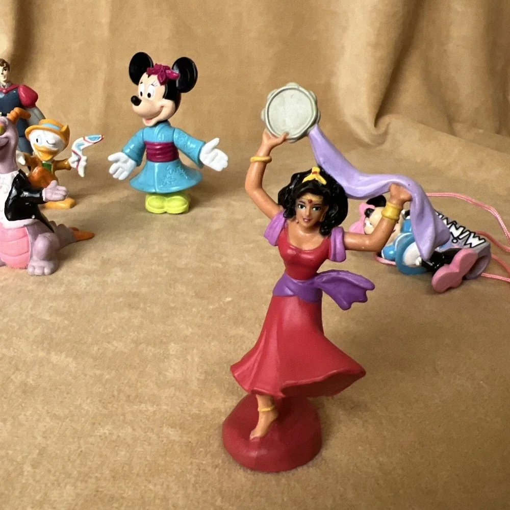Disney Mini Figurine Lot Of 14 Mickey, Mini, Boots, Cinderella, Esmeralda, PVC